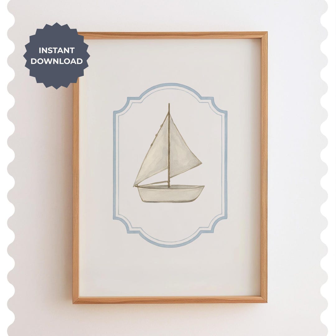 Sailboat Wall Art Print – Coastal Granddaughter Decor, Nautical Nursery ...