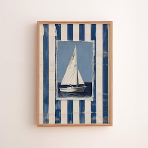 Nautical Sailboat Print: Vintage Coastal Wall Art (Digital Download)