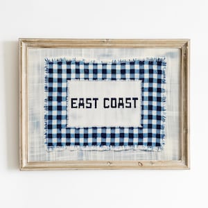 East Coast Gingham Wall Art Print: Coastal Cottagecore Decor (Digital Download)