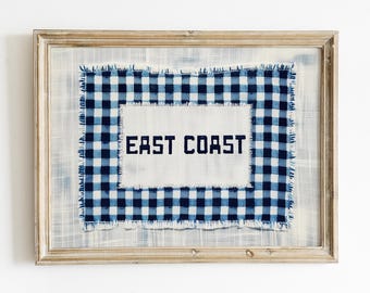 East Coast Gingham Wall Art Print: Coastal Cottagecore Decor (Digital Download)