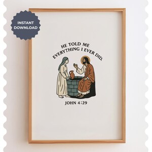 Jezus en Samaritaanse vrouw: muurkunst christelijke schrift (digitale download)
