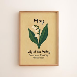 Cottagecore Lily of the Valley Botanical Print – May Birth Flower Art, Rustic Floral Wall Decor, Printable Vintage Spring Painting 142
