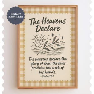 Psalm 19 Bible Verse Print: Gingham Christian Wall Art (Digital Download