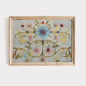 Embroidered Style Floral Print: Boho Botanical Wall Art (Digital Download)