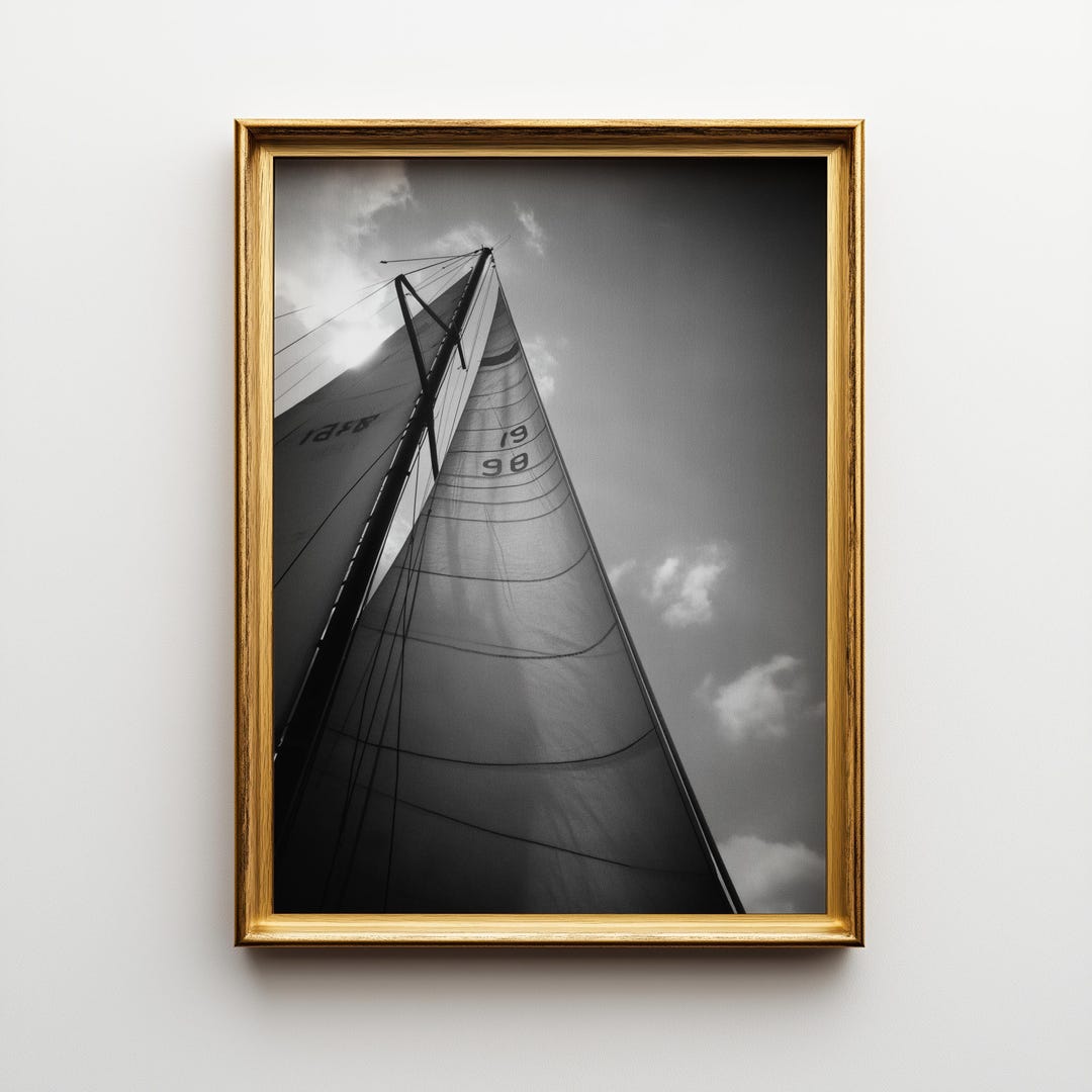 Black and White Sailboat Mast Printable - Nautical Wall Art, Vintage ...