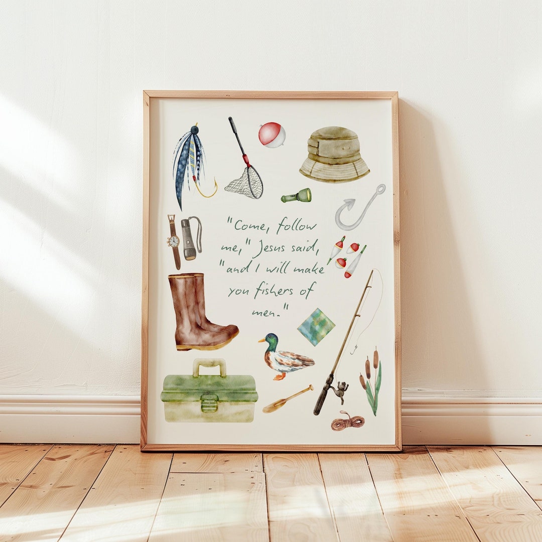 Fishing Scripture Art Print | Matthew 4:19, Christian Wall Decor ...