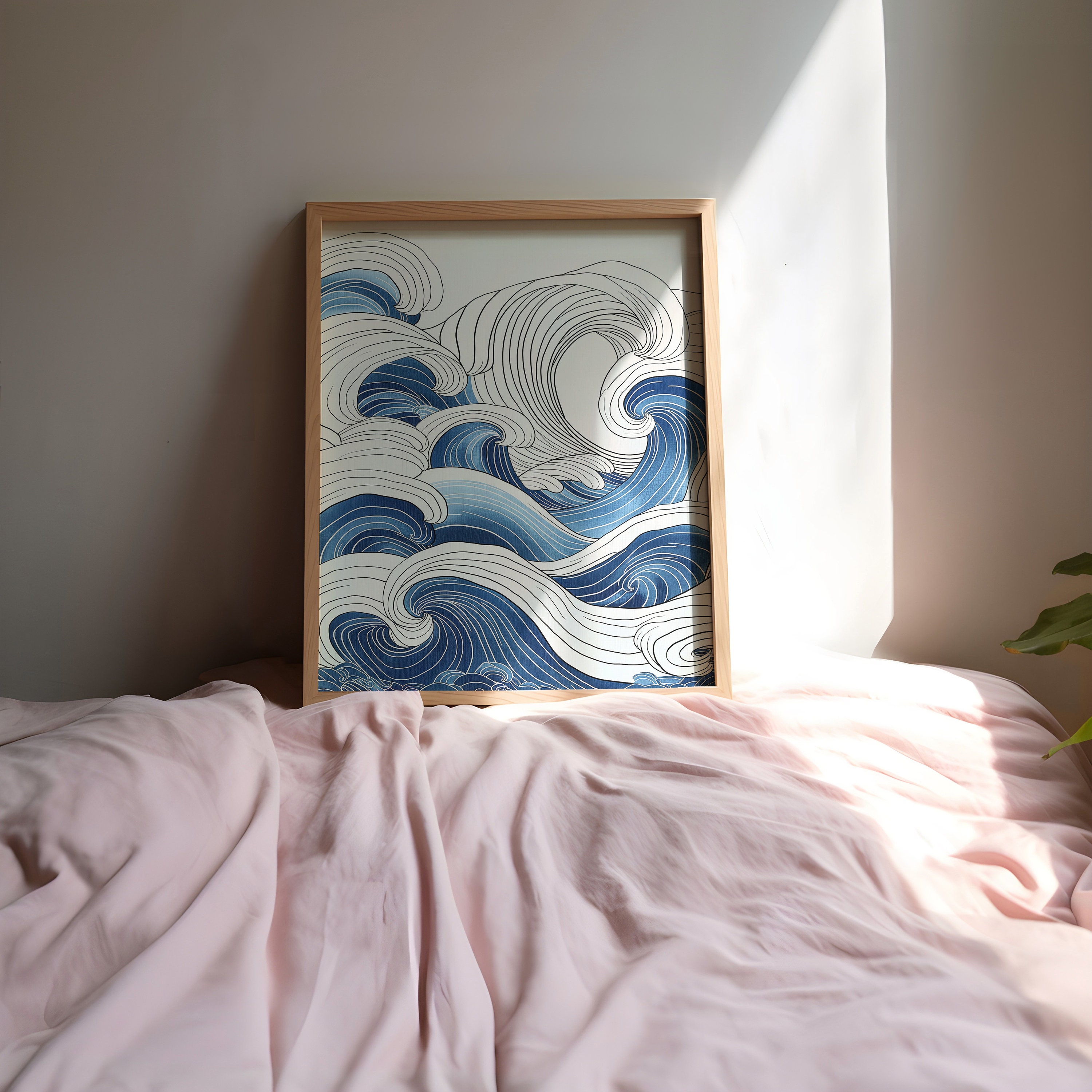 Japandi Wall Art Printable for Japanese Wall Decor With Ocean Wall Art