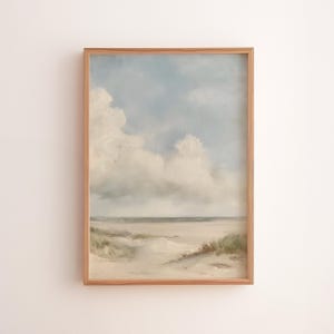 Coastal Beach Print: Soft Summer Landscape, Cottagecore Wall Art (Digital Download)