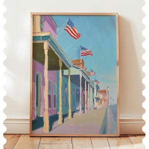 American Town Print: Patriotic Street Scene Wall Art (Digital Download)