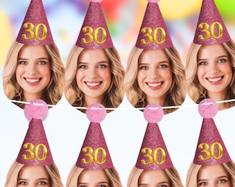 Personalized Photo Face Bunting - Custom 30th Birthday Party Banner for any age