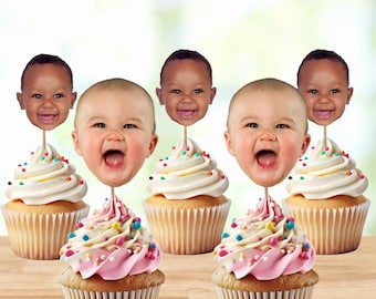 Personalized Photo Cupcake Toppers – Birthday Party Decorations