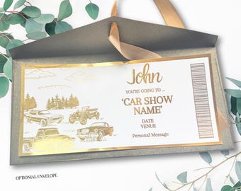Personalized Car Show Ticket: Shiny Foil Gift Voucher