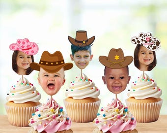 Western Cupcake Toppers - Cake - Birthday - Cowboy - Rodeo - First Birthday - 1st - 2nd - 3rd - Personalised - Daughter - Son - Cowgirl