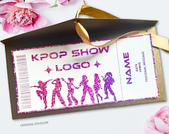 Personalized Shiny Foil k-pop concert ticket: Music Gift Keepsake - Korean - Music - Kids