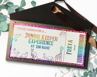 Junior Zoo Keeper Experience - Animal Park - ticket - kids - birthday - Meerkats -Theme Park - gold foil - safari - zoo - Sloth