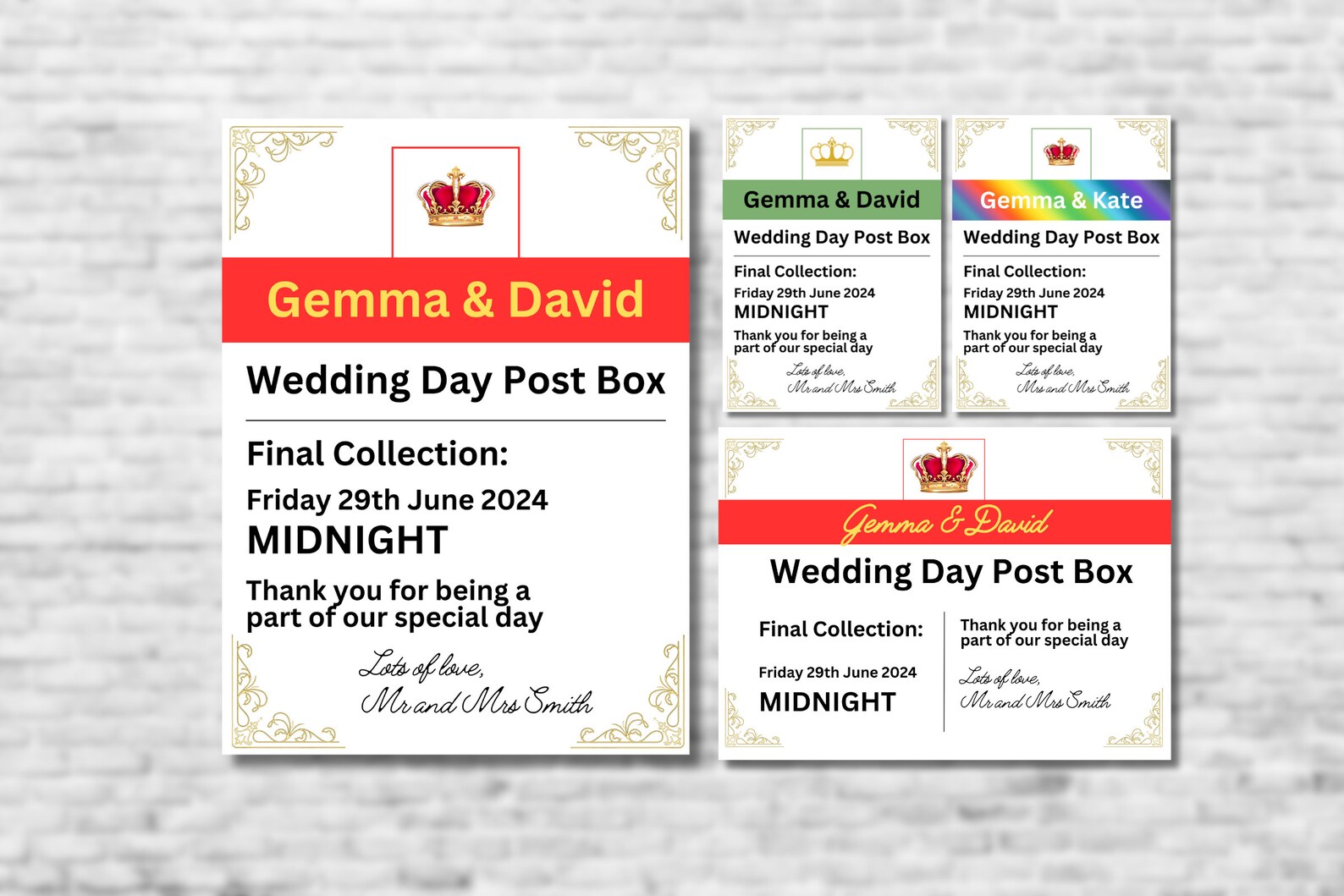 Wedding Post Box Sign Mail Cards and Gifts Personalised LGBT Wedding Gifts Sign Print Reception ...