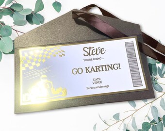 Shiny Foil Ticket - Go Karting - Adventure -  Experience Day - Voucher - Birthday - Christmas - GoKart - Driving - Husband - Dad - Son -16th