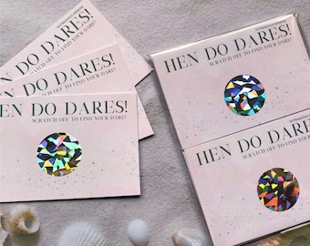 Hen Party Dare Cards - Scratch Off - Wedding - Bride - Bridesmaid - Hen Do - Engaged - Stag - Funny - Bridal Party - Sten Do - Rodeo - Bow