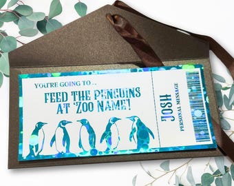 Feed The Penguins Experience - Animal Park - ticket - kids - birthday - Zoo Keeper Experience -Theme Park - gold foil - safari - zoo