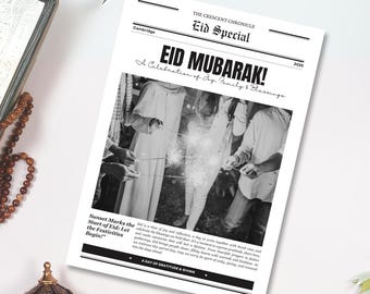 Impresión de periódico imprimible para celebrar el Eid - Decoración de mesa - Decoración de mesa - Eid Mubarak - Cena de Eid