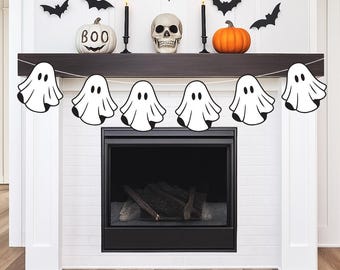 Halloween Ghost Bunting: Spooky Party Banner, Card Stock Garland