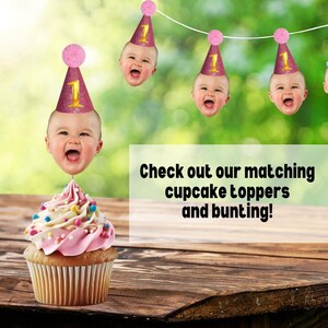 Face Cupcake Toppers - Photo - Cake - Birthday - First - 1st - 2nd - 3rd - 4th - 5th - Party - Decorations - Topper zdjęcie 5