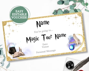 Editable Wizarding Studio Tour Ticket – Magic Tour - London - Watford - Universal - Birthday - Christmas - Kids - Wizad - Digital - Son