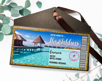 Personalised Maldives Boarding Pass | Ticket | Holiday | Trip | Voucher | Christmas | Birthday | Egypt | Mum | Paper Anniversary | Wife