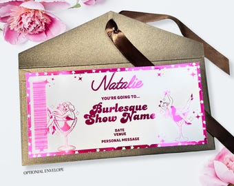 Personalized Burlesque Show Ticket – Foil Gift Voucher