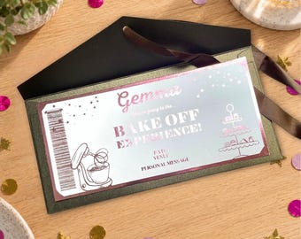 Shiny Foil Ticket - Bake Off Experience - Voucher - Birthday - Christmas - London - Sister - Mum - 50th - 40th - 30th - Baking - Sister