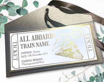 Personalised Golden Train Ticket | Express | Steam Train | Vintage | Present | Boarding Pass | Scotland | Europe Train | Orient |Scotsman