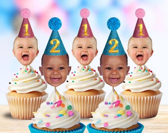 Photo Cupcake Toppers - Cake - Birthday - Ages - Kids - First Birthday - 16th - 18th - 1st - 2nd - 3rd - Personalised - Daughter - Son