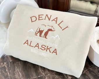 Embroidered Denali National Park Sweatshirt – Custom Alaska Crewneck