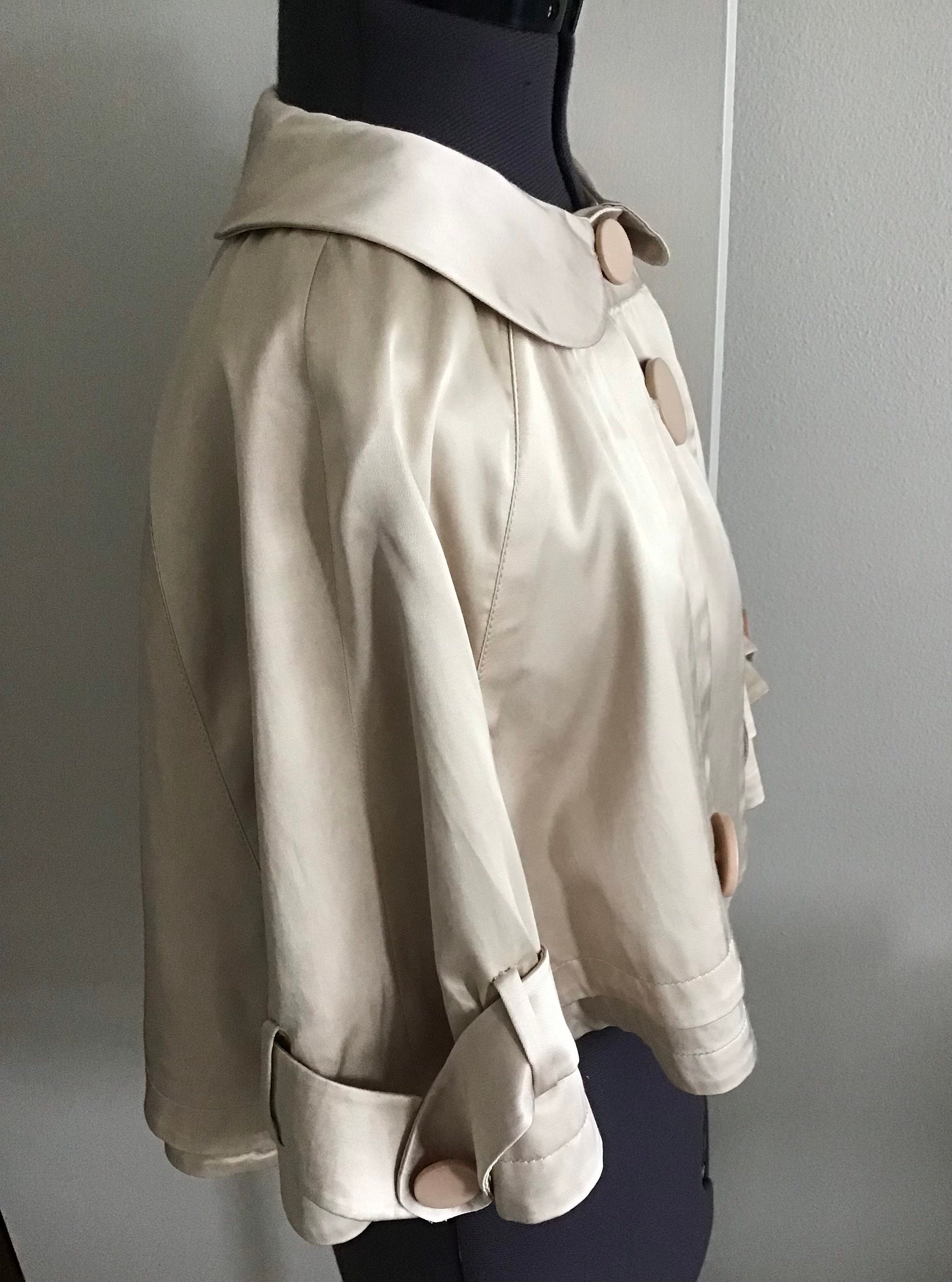Vintage 90s Forever 21 Cape Jacket Beige Satin Huge Stylish Etsy UK