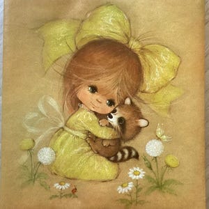 Vintage 70s Hallmark photo Album Cute Girl With Daisies Memory Book Unused