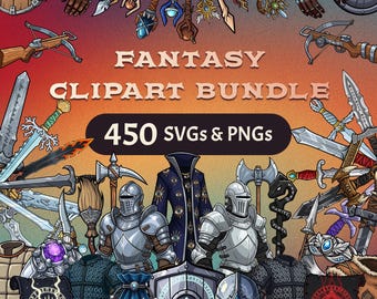 Fantasy Clipart Bundle - 450 illustrations - SVG, PNG, PDF