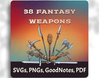 38 DnD Weapon Clipart – Simple & Martial Fantasy Weapons