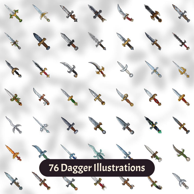 Dagger Labeled Fantasy Clipart Bundle - 450 Illustrations - SVG, PNG, PDF - Etsy