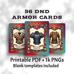 DnD 5e Armor Cards – 36 Printable and Fillable Magic Item Handouts