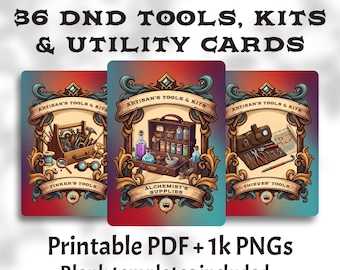 DnD 5e Artisan’s Tools & Kits – 36 Printable Item Cards