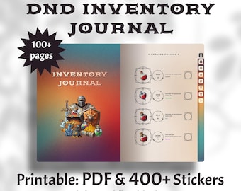 DnD Inventory Journal – Printable A5 Fantasy Template & Item Tracker with Stickers