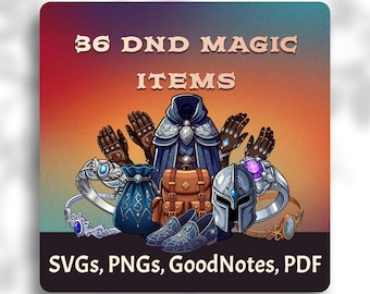 DnD Magic Item Clipart – 36 Fantasy Icons for TTRPGs, GoodNotes & PDFs