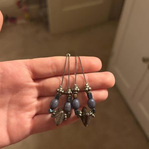 Blue Beaded Dangle Earrings