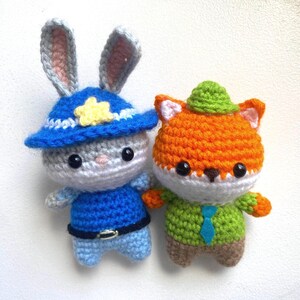 Handmade Crocheted Zootopia Nick and Judy Plushies