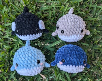 Crochet Sea Animal Plushie + Keychains -  Handmade Whale, Shark, Orca, Dolphin