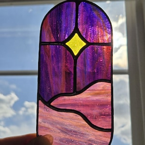 Stained Glass Art Deco Purple Suncatcher