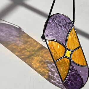 Stained Glass Art Deco Purple & Orange Suncatcher
