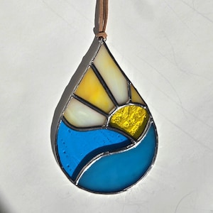 Stained Glass Sun Water Teardrop Suncatcher