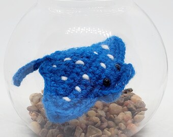 Amigurumi Stingray in Bowl, Cute Desk Decor