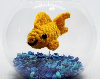 Crocheted Goldfish Amigurumi, 4" Fish Bowl, Custom Aquarium Decor